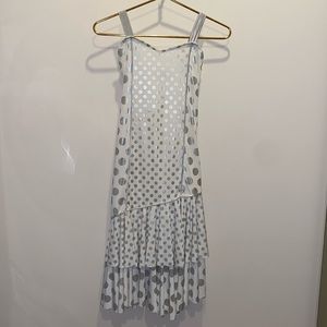 long white dress with silver dots